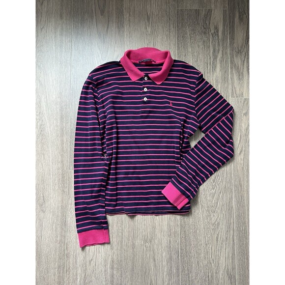 Ralph Lauren Golf Tops - Ralph Lauren Golf Womens Long Sleeve Polo Shirt Stripe Pink Small Preppy Resort